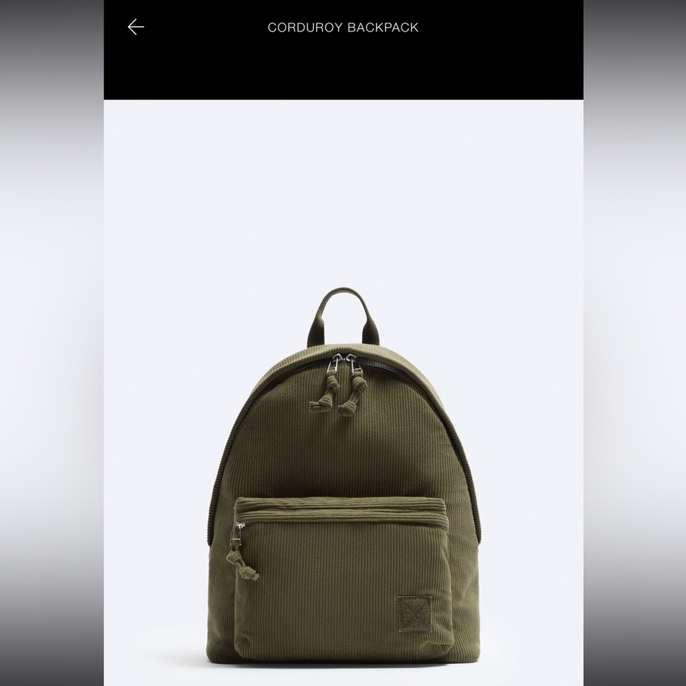 ZARA NWT corduroy backpack khaki green never used